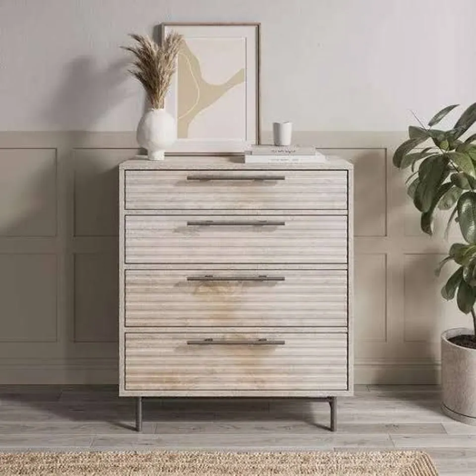 BOXED BRYANT 4 DRAWER CHEST WHITEWASH