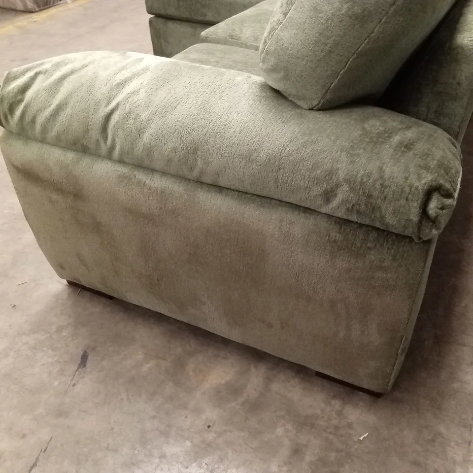 SALERNO STANDARD BACK LEFT HAND 3 SEATER FABRIC CHAISE SOFA – OLIVE GREEN RRP £999