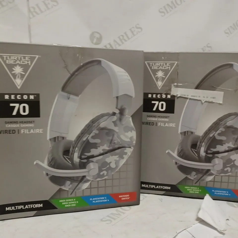 LOT OF 2 TURTLE BEACH RECON 70 MULTIPLATFORM WIRED GAMING HEADSET, SILVER