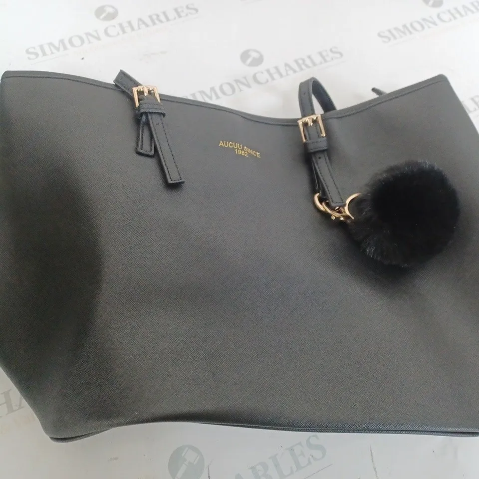 AUCUU SINCE 1982 BLACK FAUX LEATHER BAG