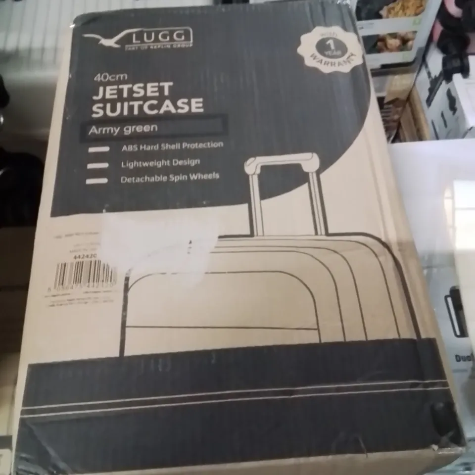 BOXED LUGG 40CM JETSET SUITCASE ARMY GREEN
