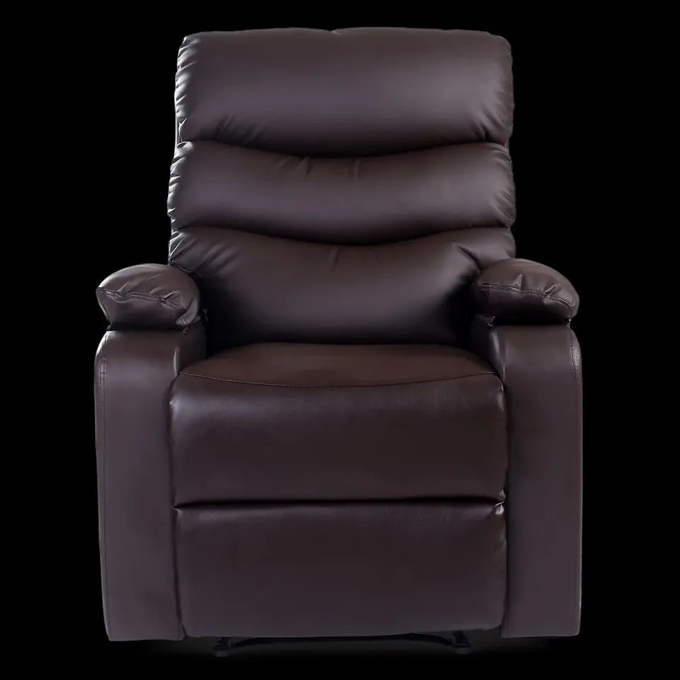 BOXED ASHBY BROWN FAUX LEATHER MANUAL RECLINING EASY CHAIR (1 BOX)
