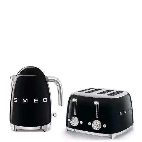 SMEG 50'S STYLE 4-SLICE TOASTER AND KETTLE - BLACK