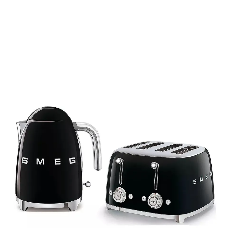 SMEG 50'S STYLE 4-SLICE TOASTER AND KETTLE - BLACK
