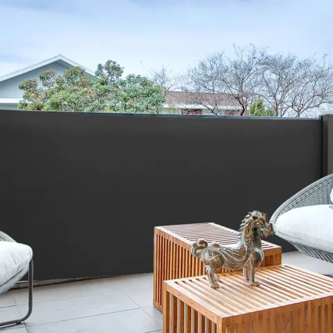 BOXED DAKOTA FIELDS 300CM W FABRIC COVER MOTORISED RETRACTABLE SIDE AWNING - DARK GREY (1 BOX)