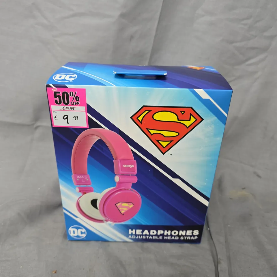 12 BOXED DC SUPERGIRL KIDS ADJUSTABLE HEADPHONES IN PINK