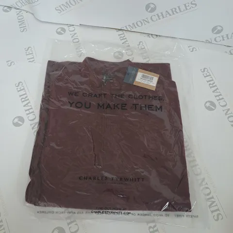 CHARLES TYRWHITT BURGUNDY ZIP NECK JUMPER SIZE M