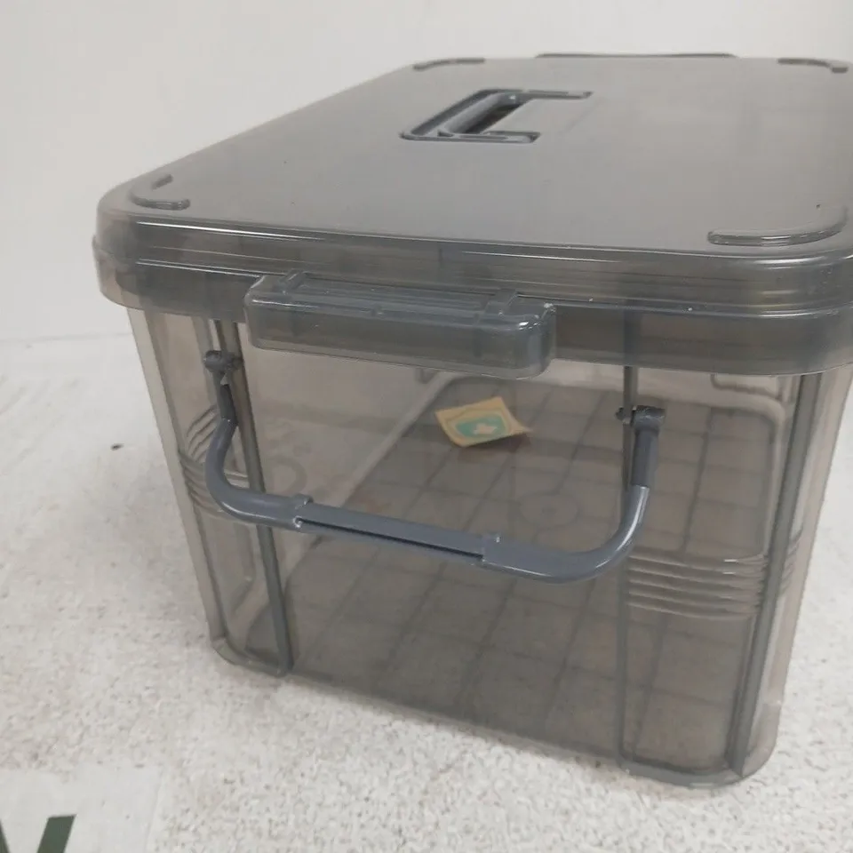 SMOKE-GREY STORAGE BOX WITH LID AND INTERNAL DIVIDERS