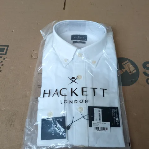 HACKETT LONDON WASHED OXFORD SHIRT – WHITE, TAILORED FIT, SIZE M (MEN'S)
