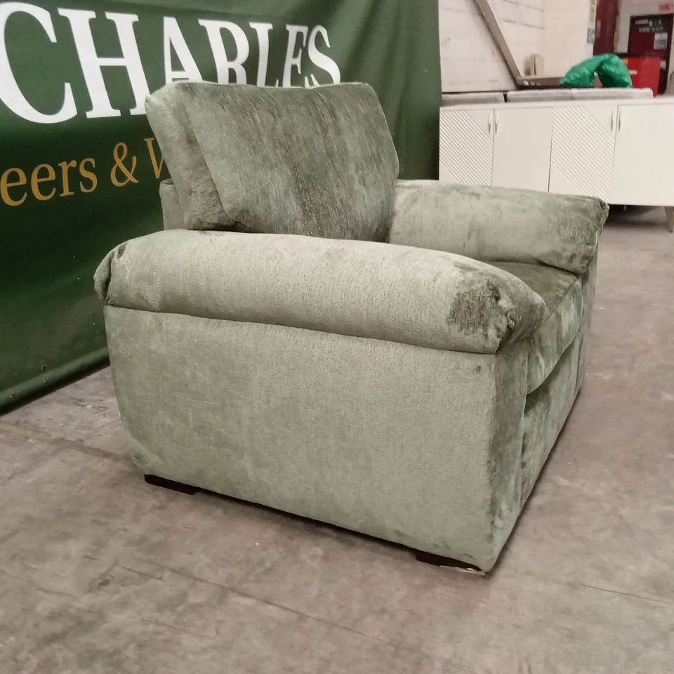 SALERNO STANDARD BACK FABRIC ARMCHAIR - OLIVE GREEN RRP £449