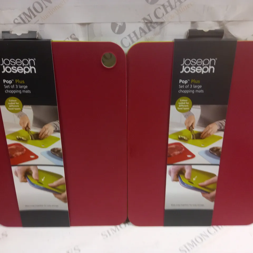 2 X JOSEPH & JOSEPH POP PLUS SET OF 3 LARGE CHOPPING MATS 