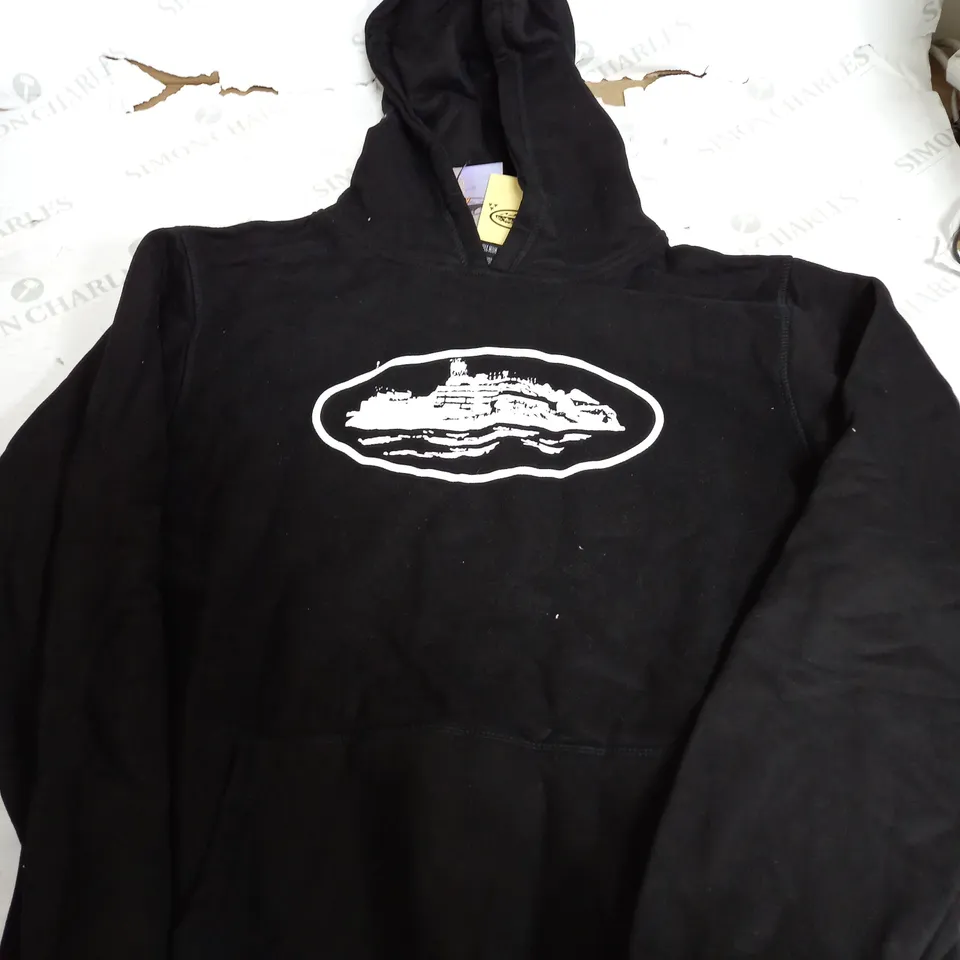 CORTIEZ BLACK LOGO HOODIE - LARGE