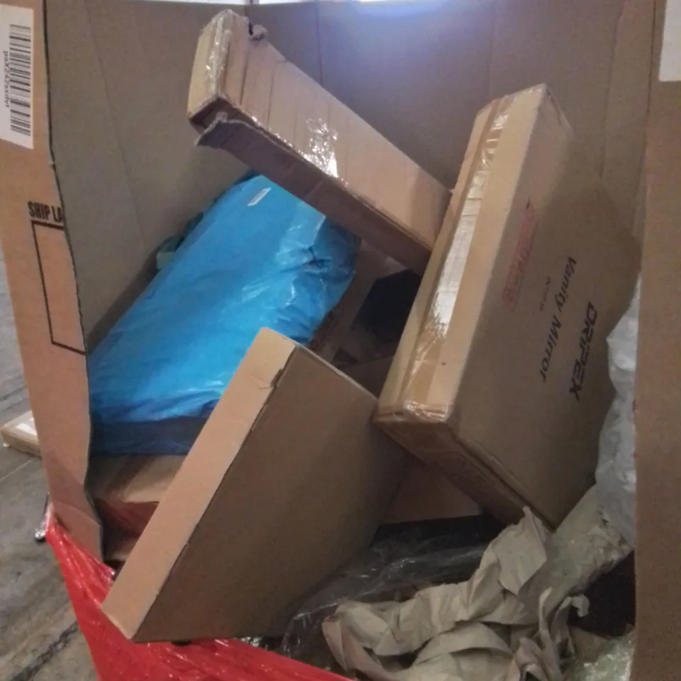 PALLET CONTAINING ASSORTED HOUSEHOLD AND HOME IMPROVEMENT PRODUCTS. INCLUDES VILEDA MOP SYSTEM, BETRY KITCHEN APPLIANCE, UMBRELLA, MIRROR ETC 