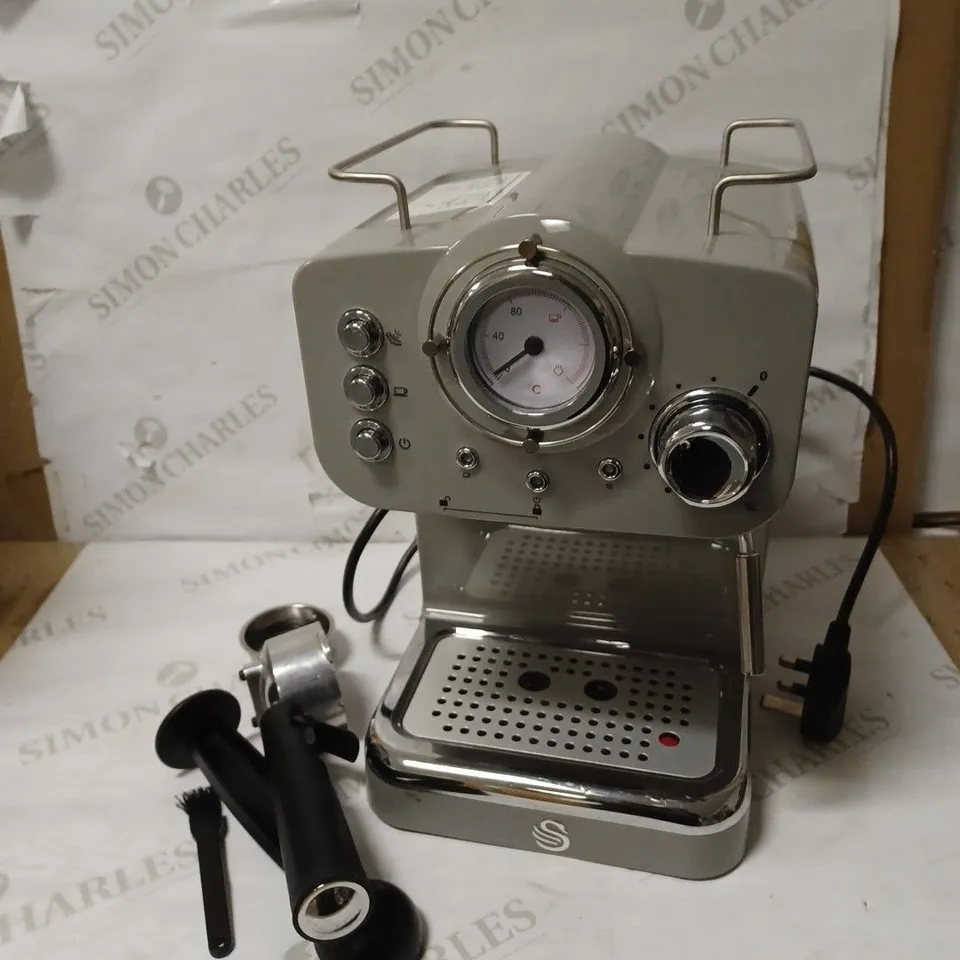 SWAN RETRO PUMP ESPRESSO COFFEE MACHINE - GREY