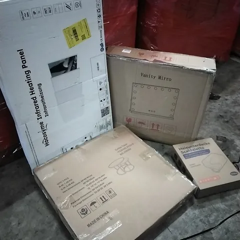 PALLET OF HOUSEHOLD ITEMS TO INCLUDE INFRARED HEATING PANEL, COFFEE TABLE, HEATED UNDERBLANKET AND OTHER ASSORTED ITEMS...