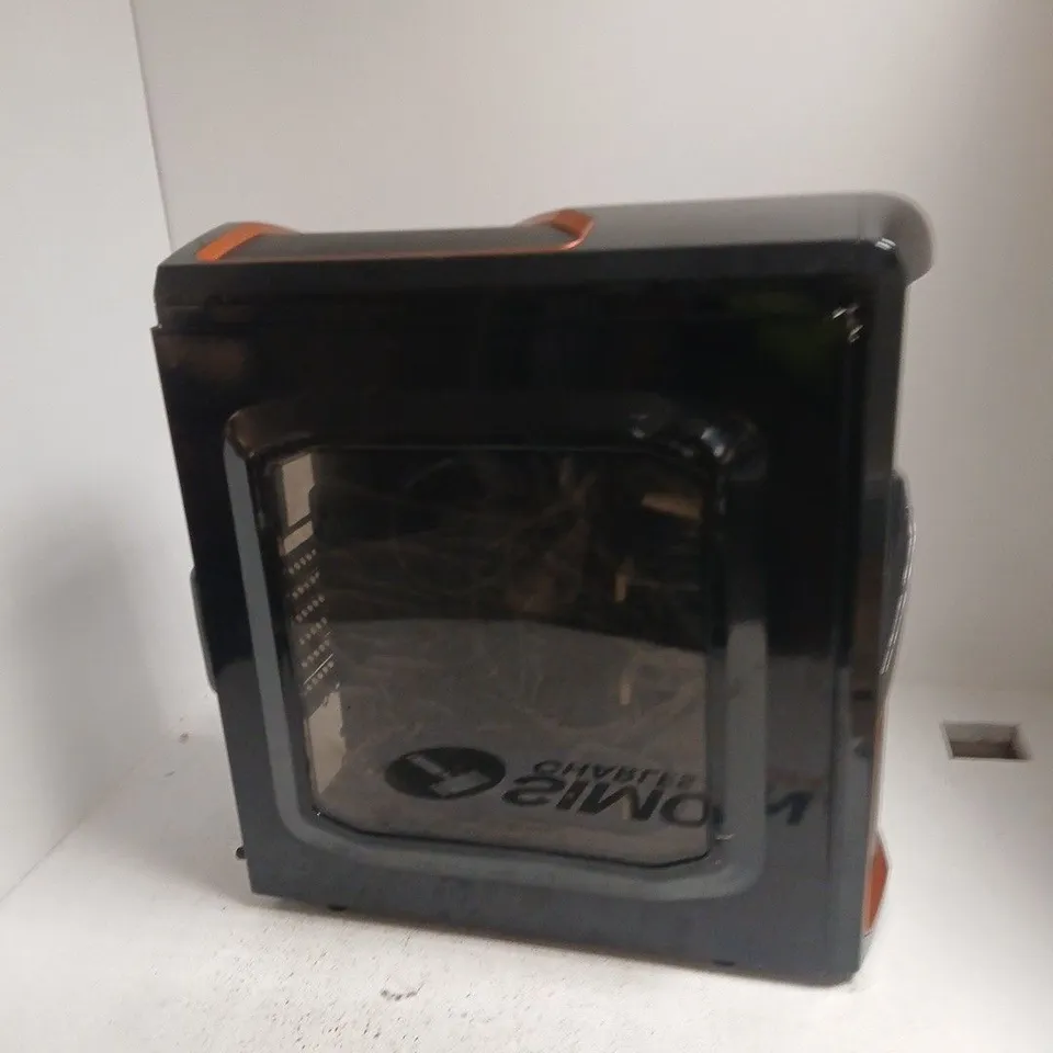 PC CASE – BLACK MID-TOWER WITH ORANGE FRONT MESH