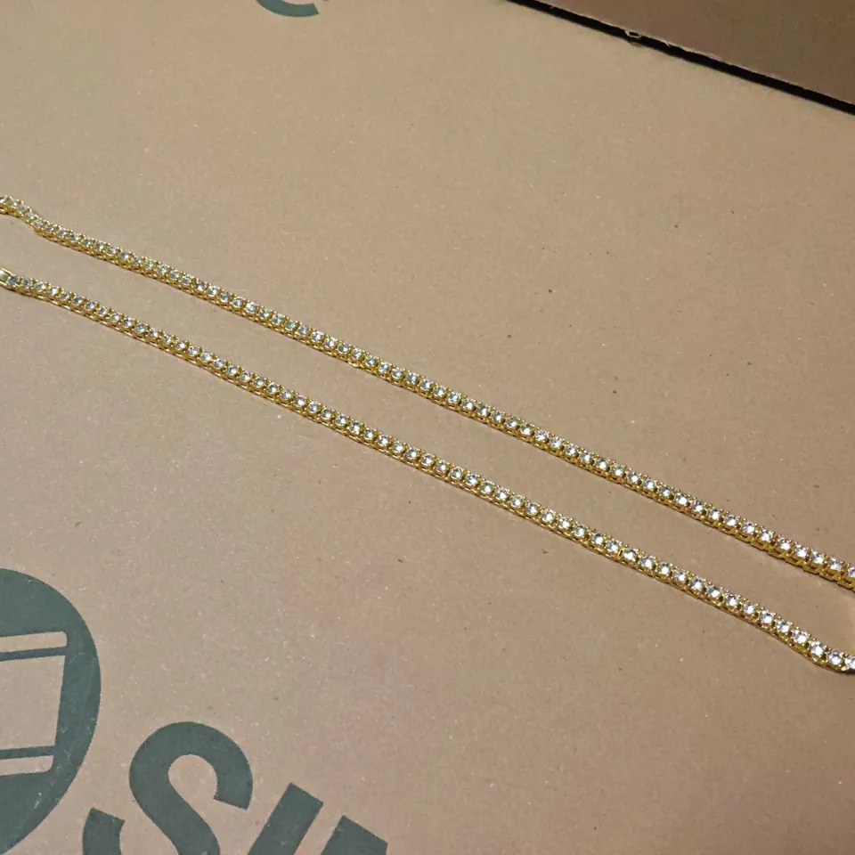 GOLD TONE TENNIS CHAIN WITH STONES