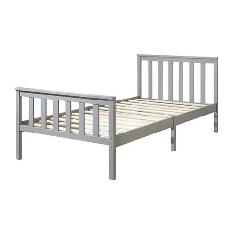 BOXED AADI SOLID WOOD SHAKER BED FRAME - SINGLE - GREY (1 BOX)
