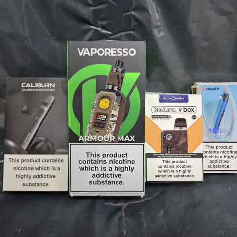 BOX OF APPROXIMATELY 20 ASSORTED VAPING ITEMS AND PRODUCTS TO INCLUDE VAPORESSO, ASPIRE, ETC