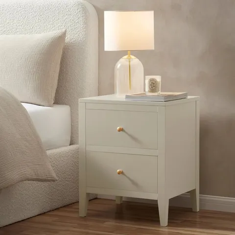 BOXED DUSK POPPY 2 DRAWER BEDSIDE TABLE - CREAM (1 BOX)