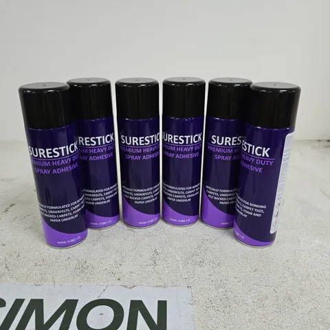 SET OF 6 SURESTICK PREMIUM HEAVY DUTY SPRAY ADHESIVE 500ML