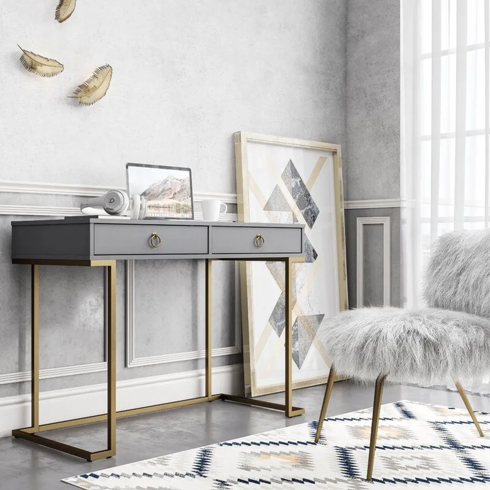 BOXED CAMILA 2 DRAWER DESK- GREY