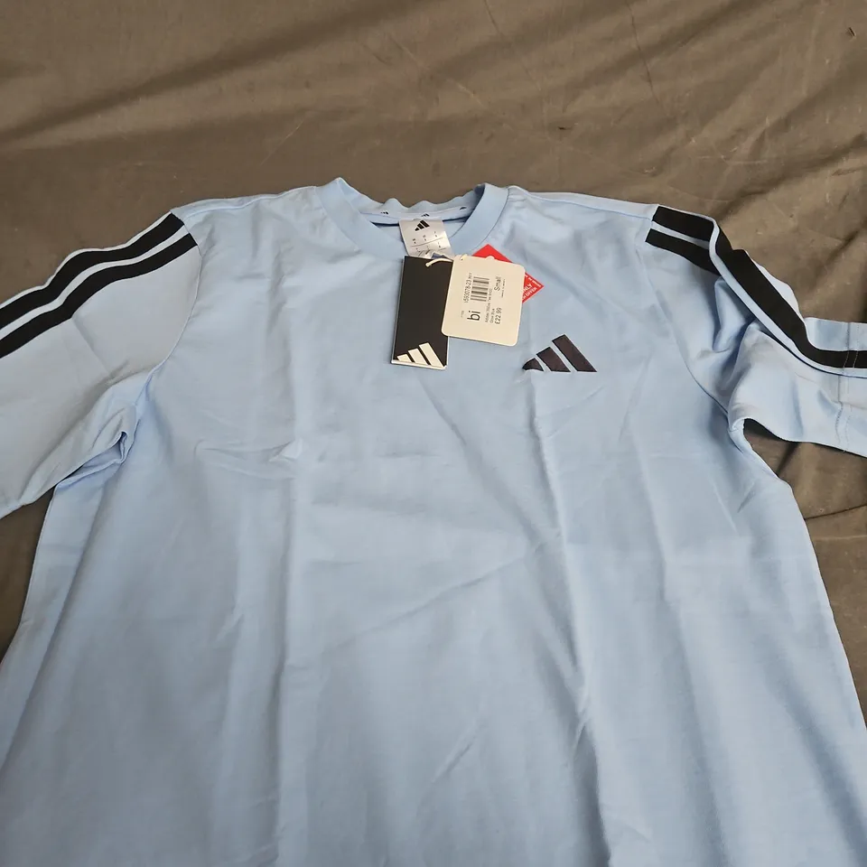 ADIDAS 3 STRIPES TEE GLOW BLUE - UK SMALL