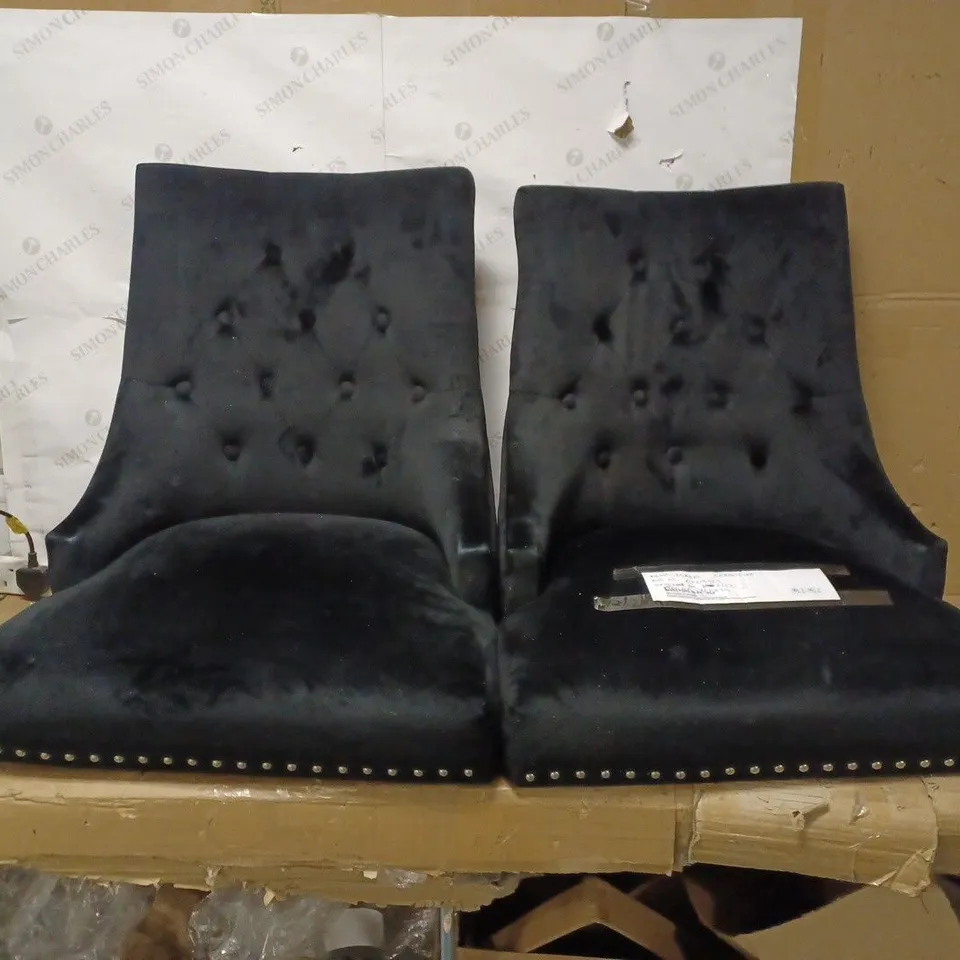 PAIR OF WARWICK VELVET DINING CHAIRS BLACK/CHROME (1 BOX) - COLLECTION ONLY