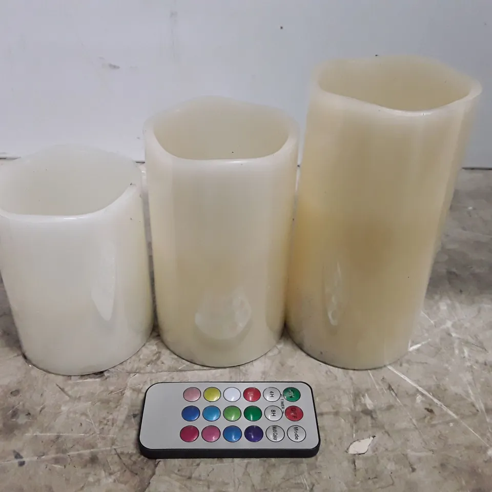 BOXED LUXFORM SET OF 3 COLOUR CHANGE FLAMELESS CANDLES