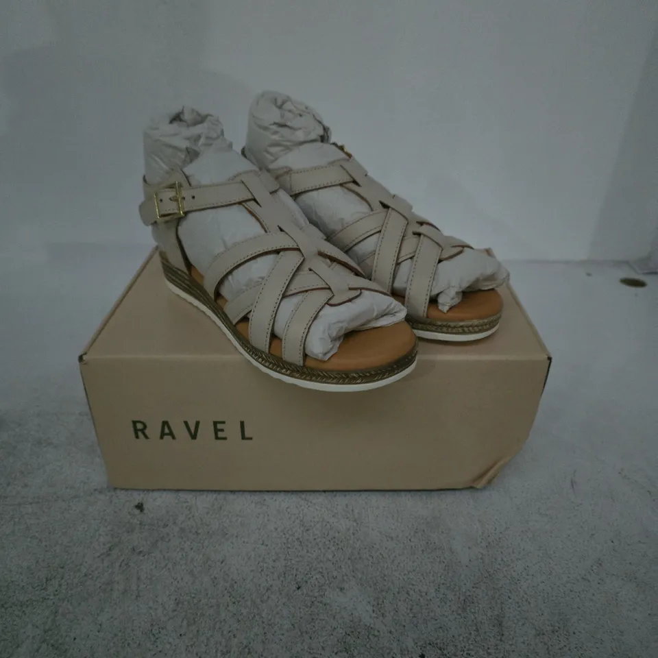 RAVEL BEIGE LEATHER SANDALS – UK 3
