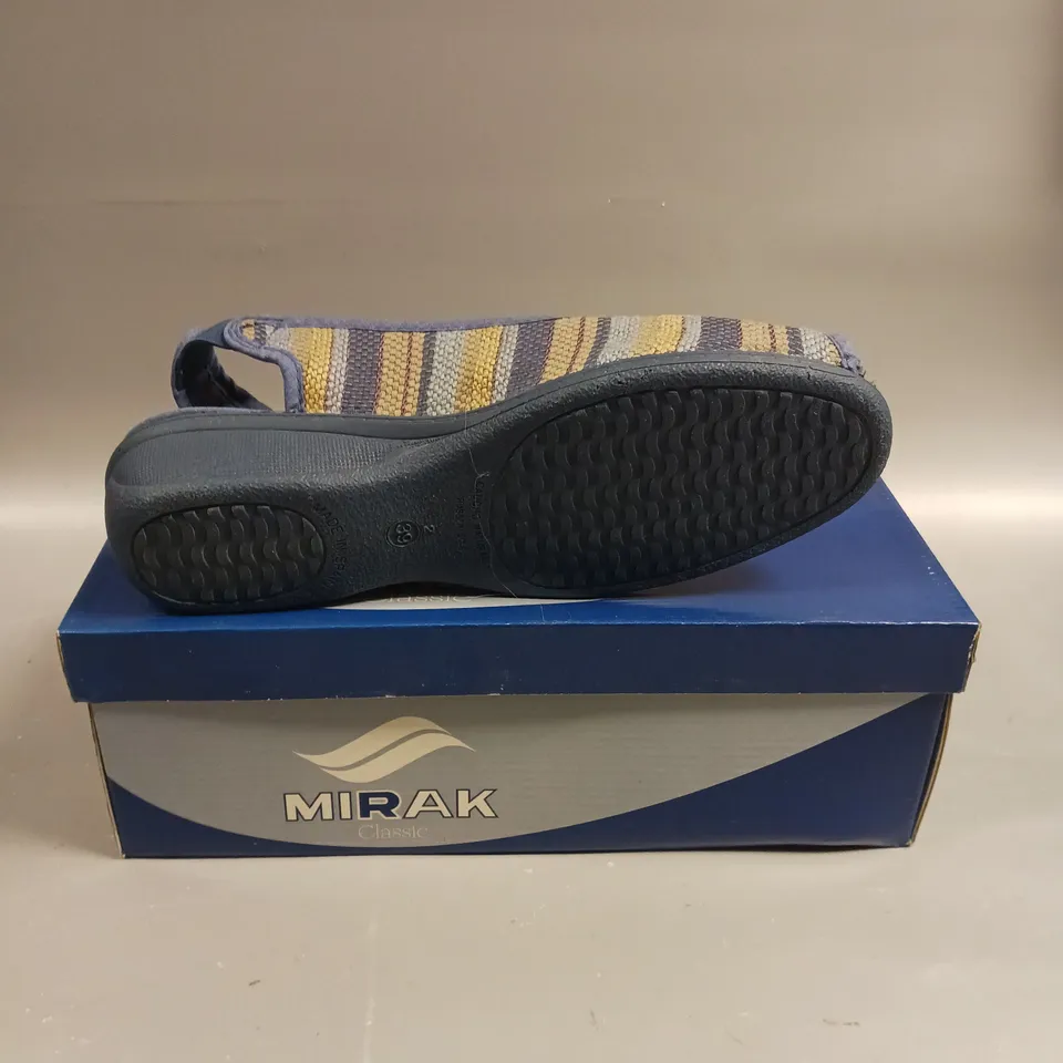 BOXED PAIR OF MIRAK CLASSIC CARLA OPEN TOE SHOES IN BLUE - 6	