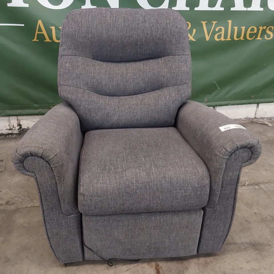 QUALITY BRITISH DESIGNER G PLAN HOLMES POWER RECLINING EASY CHAIR PIERO SLATE FABRIC 