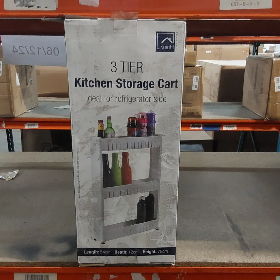 BOXED KNIGHT 3 TIER KITCHEN STORAGE CART