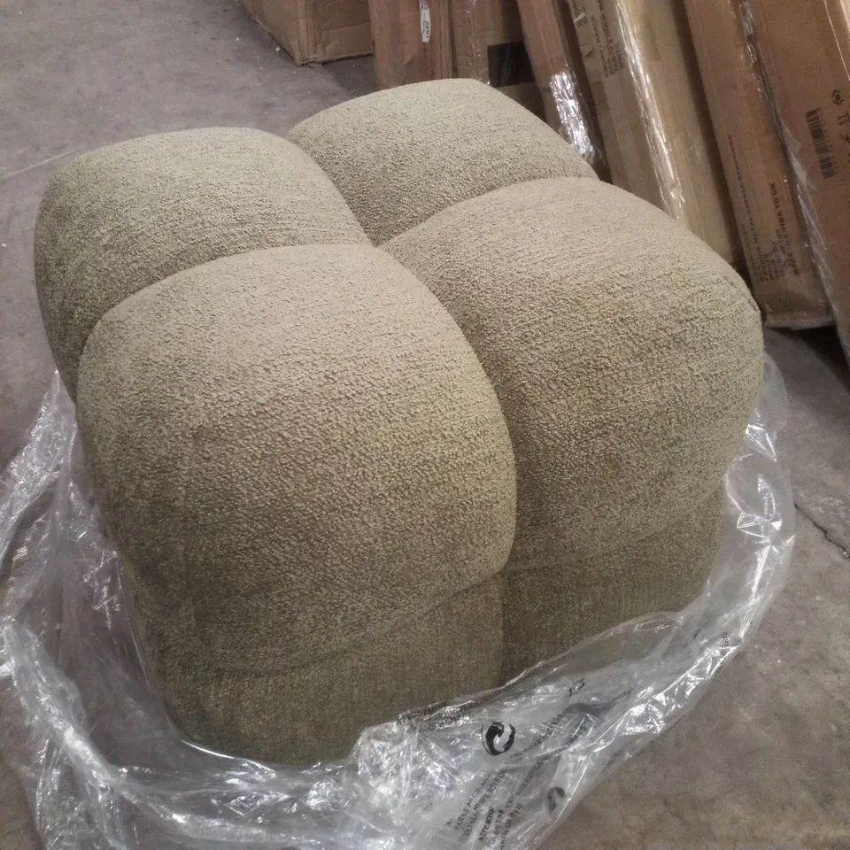 BOXED ZESTHOUSE SQUARE OTTOMAN FOOT STOOL, SHERPA, GREEN
