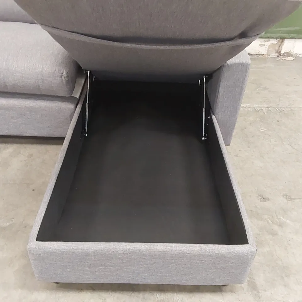 QUALITY DESIGNER ASHWELL CHAISE STORAGE SOFA - MERCURY FABRIC