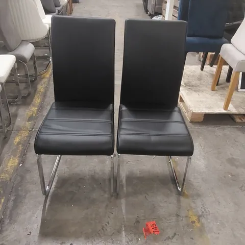 PAIR OF PERTH DINING CHAIR, BLACK PREMIUM FAUX LEATHER & CHROME
