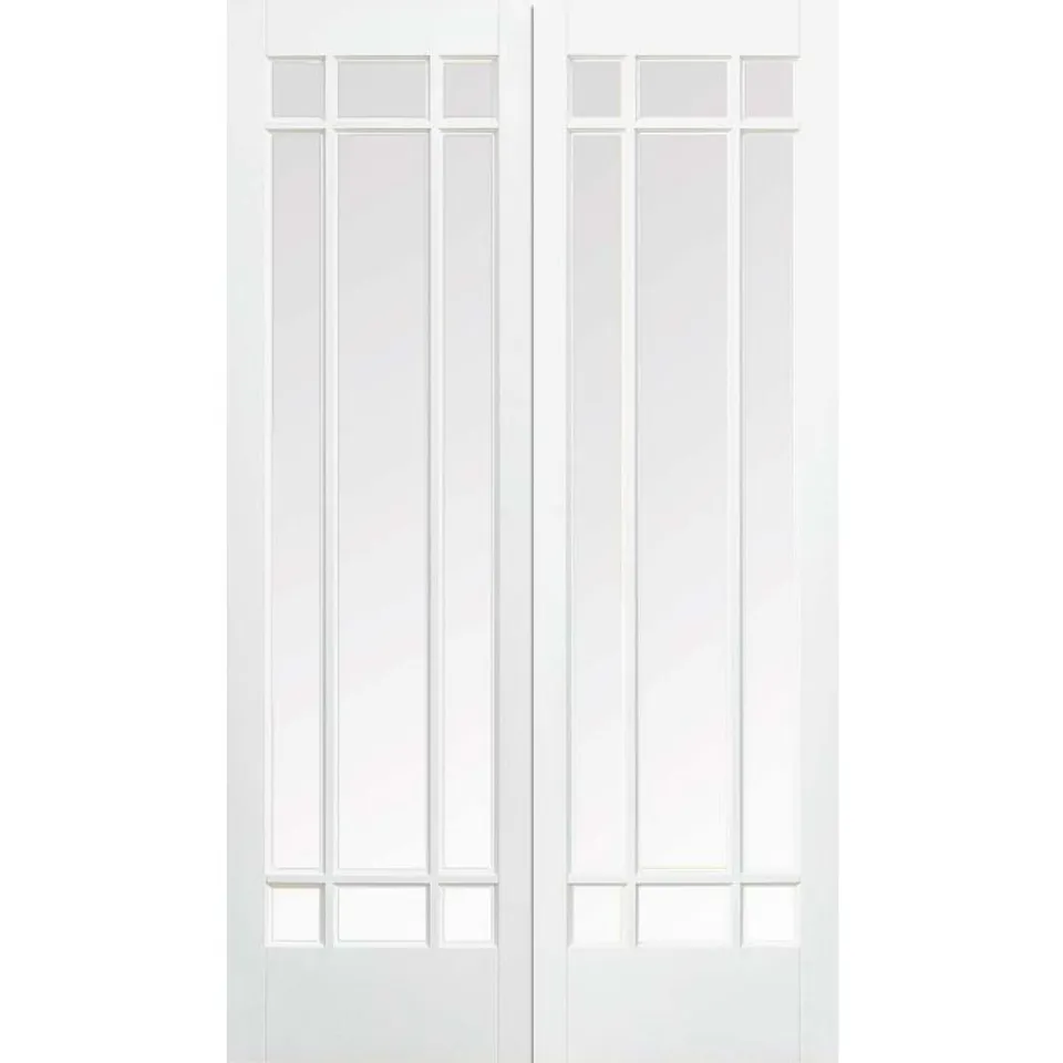 BOXED MANHATTAN CLEAR BEVELLED GLAZED PRIMED WHITE INTERNAL DOOR PAIR