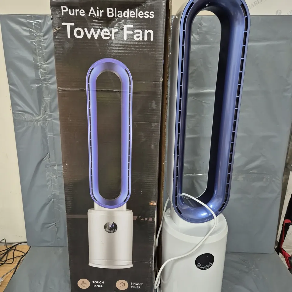 BOXED HOMESMART PURE AIR BLADELESS TOWER FAN IN WHITE/BLUE