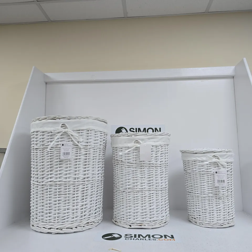 WILLOW LAUNDRY BASKETS – 3-PIECE SET, WHITE