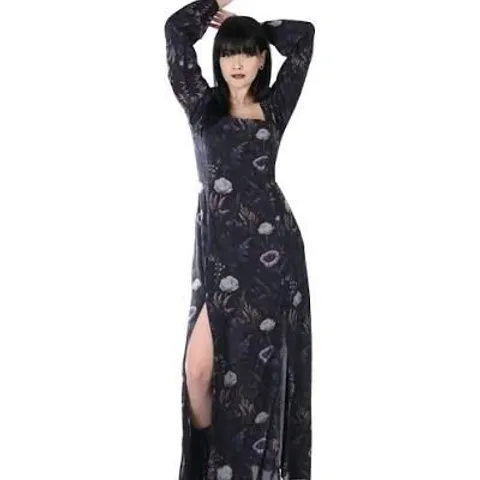 BRAND NEW BAGGED KILLSTAR DUSKS GARDEN MAXI DRESS IN BLACK & PURPLE - XL