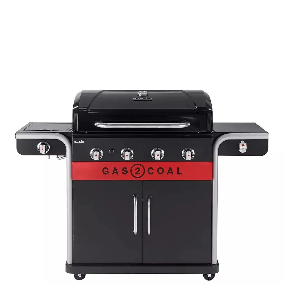 BOXED CHAR-BROIL GAS2COAL 440 HYBRID GRILL - 4 BURNER GAS & COAL BARBECUE GRILL - BLACK FINISH (1 BOX) RRP £699.99