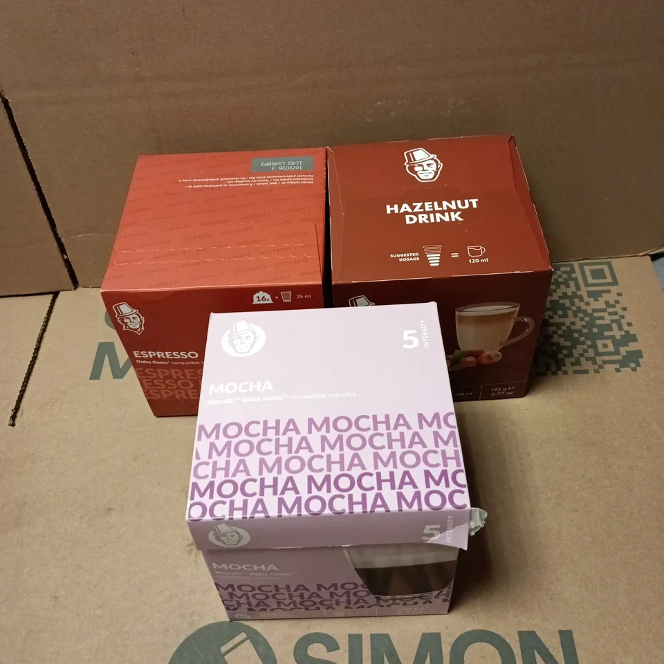 TOTE OF APPROXIMATELY 5 X 16 NESCAFE DOLCE GUSTO COMPATIBLE CAPSULES TO INCLUDE MOCHA, ESPRESSO ETC