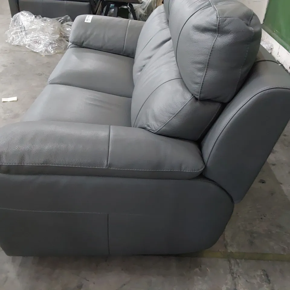 QUALITY ITALIAN DESIGNER TWO SEATER SOFA ANTHRACITE GREY LEATHER 