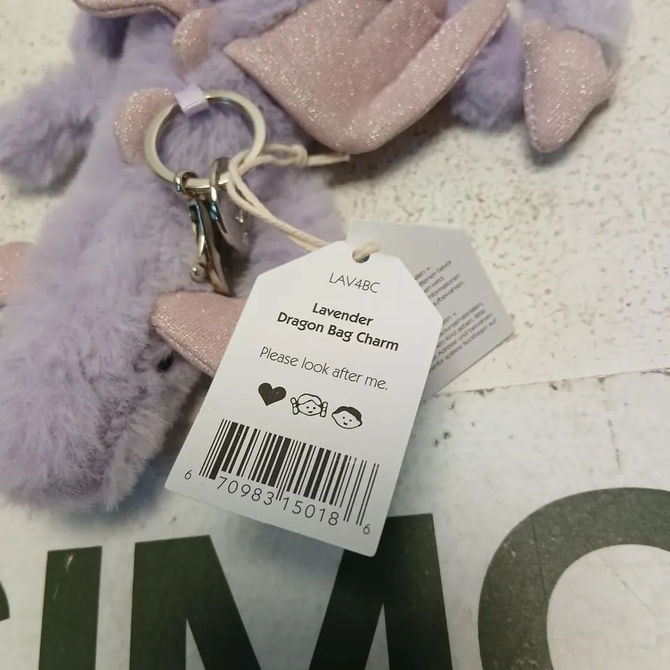 JELLYCAT LAVENDER DRAGON BAG CHARM