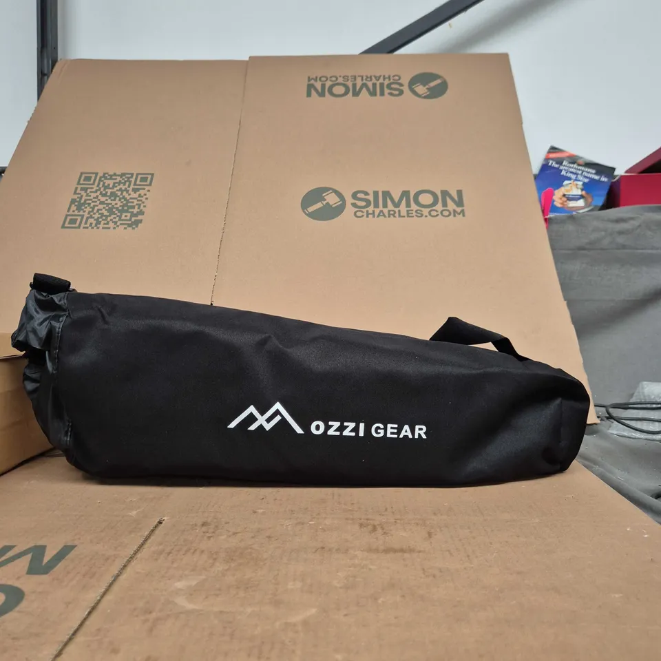 OZZI GEAR COLLAPSIBLE LIGHTWEIGHT CAMPING CHAIR IN BLACK CARRY BAG (FOLDED) 