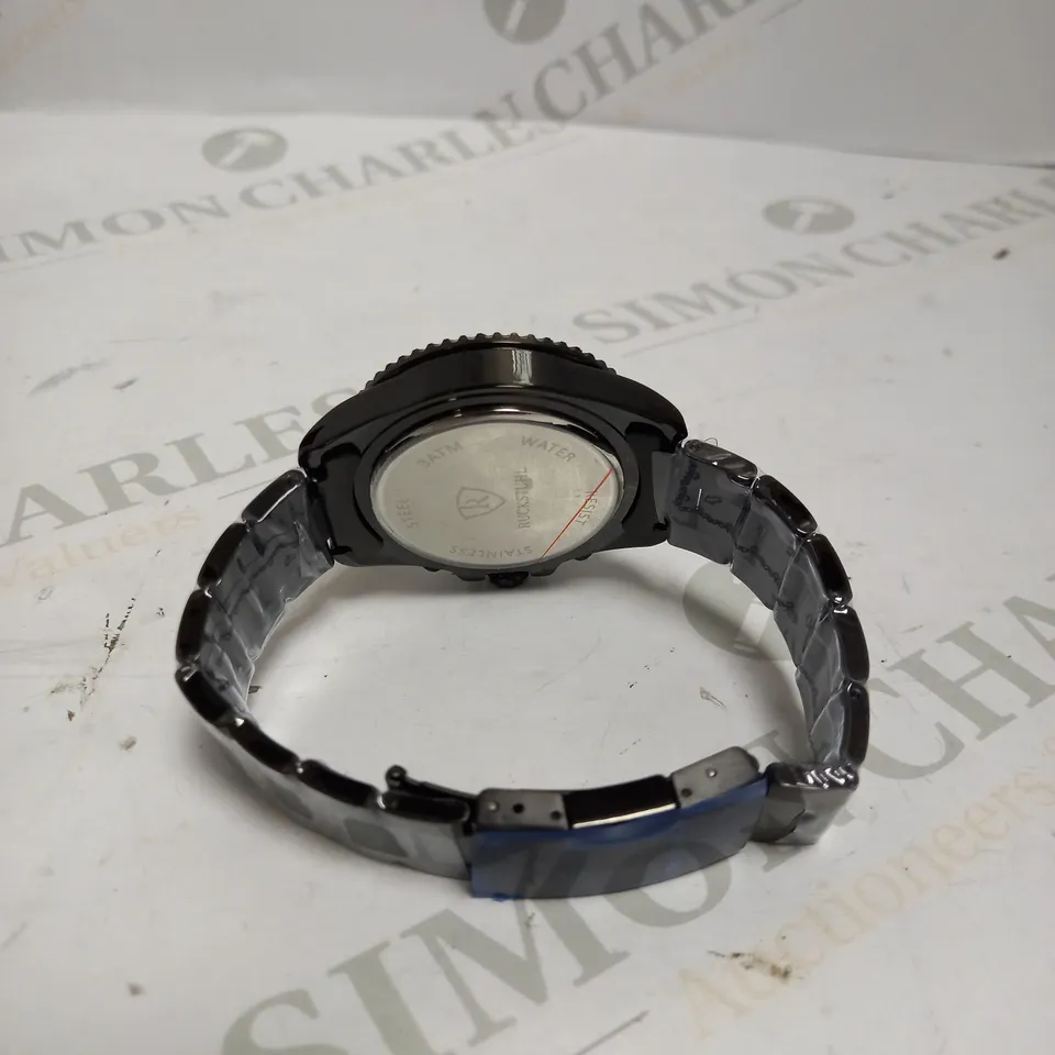 MENS RUCKSTUHL CHRONOGRAPH 8829 WATCH – BLACK DIAL - STAINLESS STEEL STRAP – 3ATM WATER RESISTANT – DATE FUNCTION