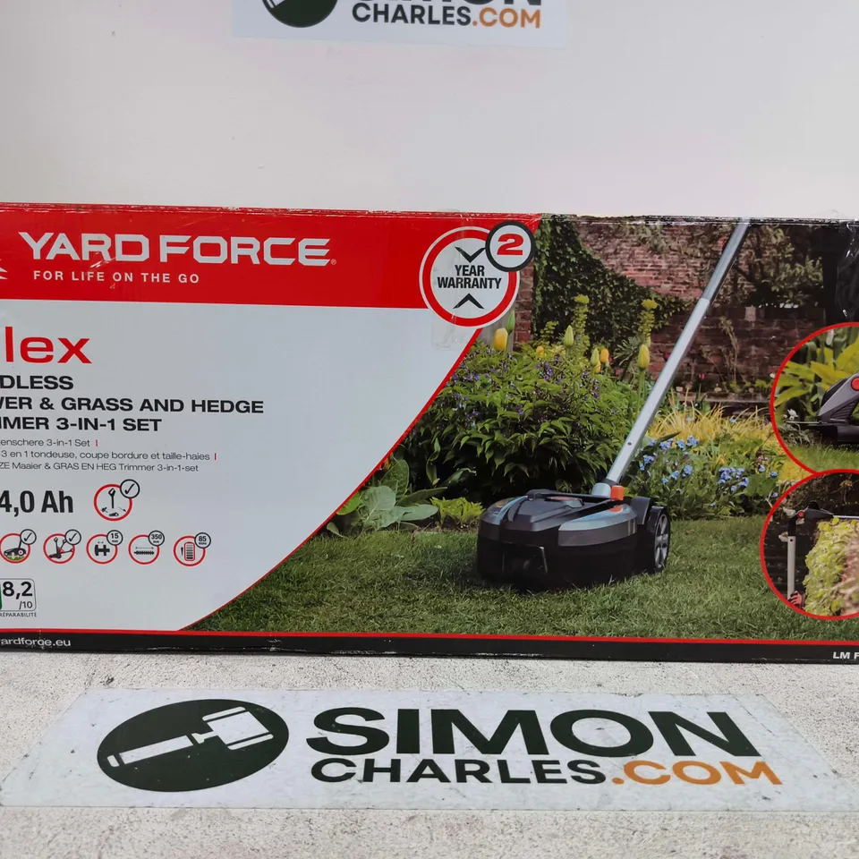 YARD FORCE IFLEX CORDLESS MOWER & HEDGE TRIMMER 3-IN-1 SET