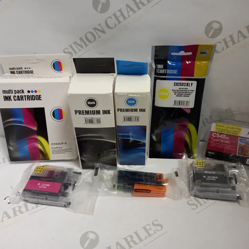 LOT OF APPROXIMATELY 20 ASSORTED PRINTER INKS & CARTRIDGES OF VARIOUS TYPES AND COLOURS