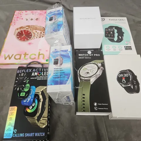 8 X ASSORTED SMARTWATCHES IN VARIOUS BRANDS TO INCLUDE CHALLENGER, REFLEX, EVOLVE ETC 