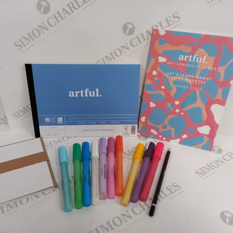ARTFUL ART SCHOOL IN A BOX INCLUDING PENS AND BOOKS